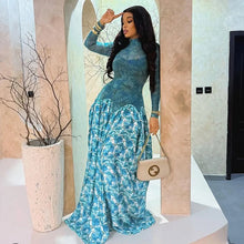 Load image into Gallery viewer, Floral Turtleneck A-Line Maxi Dress
