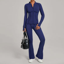 Load image into Gallery viewer, New Gym Yoga Outfit for Women Zipper Long Sleeve Fitness Suit Daily Casual Running Fitness Sportswear Two-Piece Sets Coat+Pants
