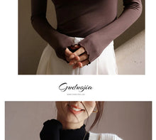 Load image into Gallery viewer, Ruffled Turtleneck Stretch Tee Women
