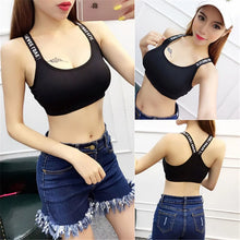 Load image into Gallery viewer, 40-65Kg Sexy Bra Top Women Sports Bras Letters Straps Gym Yoga Female Pad Sportswear Tank Top Sport Push Up Bralette
