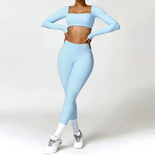 Load image into Gallery viewer, Summer 2PCS Yoga Suit Sports Set Women Quick-Dry Gym Set Women Tracksuit Running Workout Long Sleeve Sports Shirt Yoga Clothing
