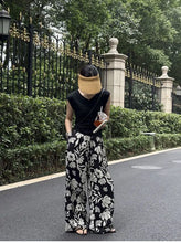 Load image into Gallery viewer, Wide-leg Pants for Women Summer Thin Printed New Style Drawstring Elastic Loose Straight Casual
