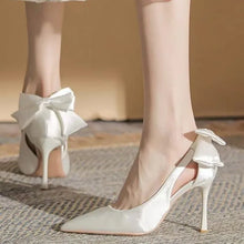 Load image into Gallery viewer, Wedding Heels Women Luxury Brand Design String Bead Pearls High Heels Ladies Sexy Elegant Pointed Toe White Black Pumps
