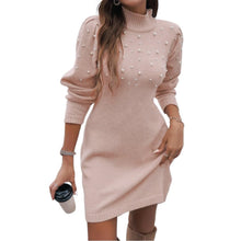 Load image into Gallery viewer, Elegant High Neck Sweater Dress
