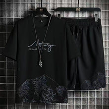 Load image into Gallery viewer, 2023 Summer Men's Tracksuit 2 Piece Set Fashion Casual Solid Short-Sleeved T-Shirt and Shorts Sport Suit Breathable Man Clothing
