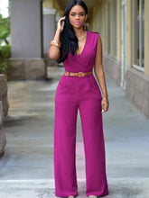 Load image into Gallery viewer, Elegant Deep V Wrap Jumpsuit

