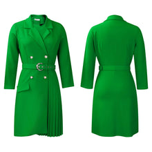 Load image into Gallery viewer, Pleated Notched Collar Midi Dress
