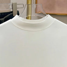 Load image into Gallery viewer, Casual Short Sleeve Women T-shirts Summer New Solid Color Slim Fit Elegant Basic Tees Top Shirts Half High Neck Simple Tshirt
