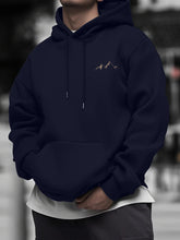 Load image into Gallery viewer, Stylish mountain-inspired minimalist print Men's long-sleeve hoodie, perfect for outdoor activities, suitable for autumn wear
