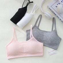 Load image into Gallery viewer, 1PC Cotton Teenagers Girls Training Bras Solid Developmental Girls Sports Bras Soft Brassiere Kids Tank Tops Children Underwears
