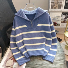 Load image into Gallery viewer, Sweater Pullover Women Spring and Autumn Underwear 2026 New Zipper Stripe Underlay Short Style Popular Premium Sweater Female
