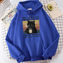 Load image into Gallery viewer, Men's fashion hoodie, high-quality cat drinking coffee print hoodie, fashionable casual hoodie, Harajuku hoodie
