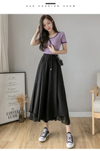 Load image into Gallery viewer, Women Pants Culottes Elastic Wide Leg Irregular Hem Double Layers Korean Trousers Summer Casual Loose Pleated Pants

