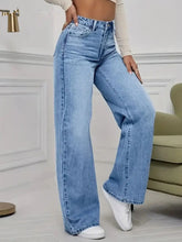 Load image into Gallery viewer, Spring and Autumn New Sky Blue Jeans for Women, Water Washed, Loose, Casual, Wide Legs, Comfortable, Vintage Pants
