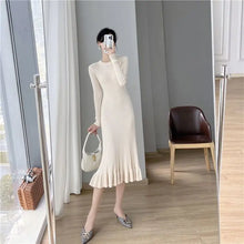 Load image into Gallery viewer, Elegant Knit Flounce Midi Dress
