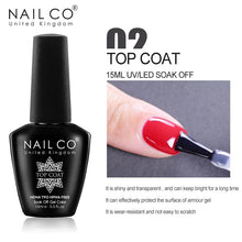 Load image into Gallery viewer, NAILCO 15ml Nail Gel Polish Semi Permanent UV Varnish Nails Art Gel Vernis Manicure TOP BASE Nails Products Supplies Equipment
