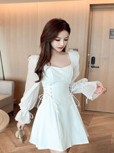 Load image into Gallery viewer, Coquette Lace-Up Mini A-Line Dress
