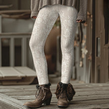 Load image into Gallery viewer, Fashion Women's Slim-Fit Leggings Wine Red Floral Pants Autumn Winter Stylish Thick Warm Pants Sexy Tights for Outdoor Wear
