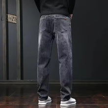 Load image into Gallery viewer, 2025 New Men Fashion Loose Straight Elasticity Jeans Male Wear-resistant Slim Fit Denim Pants Smart Casual Dark Gray Trousers

