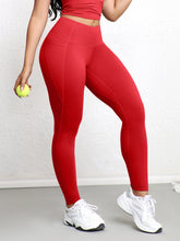Load image into Gallery viewer, Women Leggings with Double Pockets Solid Color High Waist Butt Lifting Workout Tights Slim Elastic Pants Casual Wear
