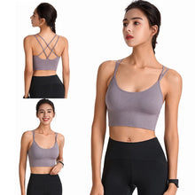 Load image into Gallery viewer, 1Pcs Women Sports Bras Seamless Criss Cross Back Sexy Padded Fitness Yoga Vest Gym Running Crop Top Breathable Beauty Bras
