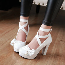 Load image into Gallery viewer, Glossy Mary Jane Chunky Heels
