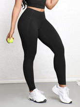 Load image into Gallery viewer, Women Leggings with Double Pockets Solid Color High Waist Butt Lifting Workout Tights Slim Elastic Pants Casual Wear
