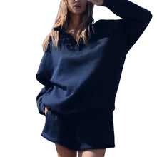 Load image into Gallery viewer, Velvet Zip Sweatshirt Shorts Set
