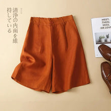 Load image into Gallery viewer, Women's Shorts Cotton Linen High Waisted Short Pants Casual Loose Solid Purple Button Summer Shorts for Women
