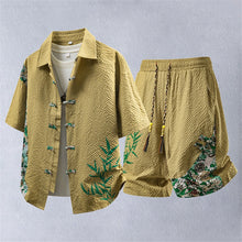 Load image into Gallery viewer, Summer Tracksuits Men Traditional Chinese Style Suit Shirt Shorts Tang Suit Male Fashion Casual Summer Sets
