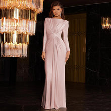 Load image into Gallery viewer, Women's Elegant Wedding Party Dress Female Clothing O-neck Long Sleeve Ruched High Waist Bodycon Long Maxi Evening Prom Dresses
