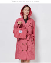Load image into Gallery viewer, Fashion Women Thin Raincoat Poncho Ladies Waterproof Long Slim Raincoats Adults Outdoor Hiking  Windproof Rain Coat With Belt
