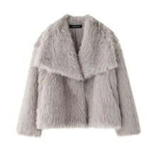 Load image into Gallery viewer, HH 2024 Women 's Vintage Soild Faux Fur Coat Turn-down Collar Long Sleeve Warm Plush Wool Coats Lady Winter Autumn Outwear
