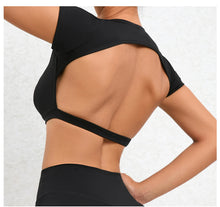 Load image into Gallery viewer, Sports Muscle Back Tee Without Padded Women Backless Sports Shirts Workout Gym Training Yoga T-Shirt Outdoor Open Back Tops
