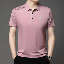 Load image into Gallery viewer, Men's Business Casual Short Sleeve Polo Shirt Solid Color with Badge Fashionable Breathable Comfortable Versatile Business Top
