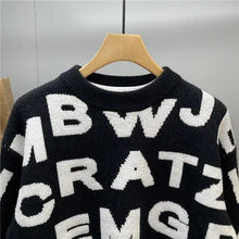 Load image into Gallery viewer, Sweater Men's Clothing Winter Full-print Letter Jacquard Loose Thickened Design Round Neck Top Trendy American Style Sweater

