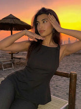 Load image into Gallery viewer, Summer Women Vintage Black Cropped Tops Bow Slim O Neck Sleeveless Off Shoulder Tank Tops Trend Female Casual Chic Vest Top
