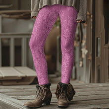 Load image into Gallery viewer, Fashion Women's Slim-Fit Leggings Wine Red Floral Pants Autumn Winter Stylish Thick Warm Pants Sexy Tights for Outdoor Wear
