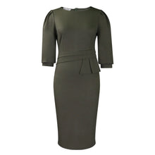 Load image into Gallery viewer, Elegant O-Neck Sheath Midi Dress
