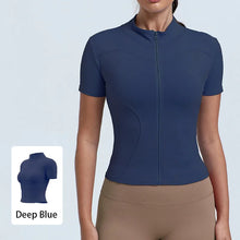 Load image into Gallery viewer, New Women's High-Elastic Yoga Jacket — Form-Fitting, "Naked-Feel" Running &amp; Fitness Top (Short Sleeve)
