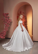 Load image into Gallery viewer, Elegant Flower Girl Dresses for Wedding Satin Beaded Floral Floor Length Girl Kids Birthday Party First Holy Communion Gown
