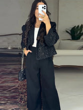 Load image into Gallery viewer, Elegant Cropped Sequin Blazer Jacket
