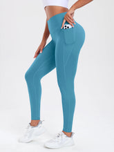 Load image into Gallery viewer, Women Leggings with Double Pockets Solid Color High Waist Butt Lifting Workout Tights Slim Elastic Pants Casual Wear
