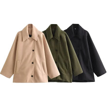 Load image into Gallery viewer, HXAO Woman Winter Coats Faux Wool Coats And Mixtures Oversized Long Coat Women Autumn Long Sleeve Solid Coats Casual Warm Parkas
