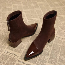 Load image into Gallery viewer, Pointed Mid Calf Chelsea Heels
