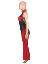 Load image into Gallery viewer, Sheer Lace Halter Flare Jumpsuit
