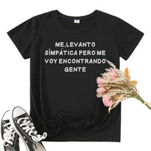 Load image into Gallery viewer, Fashion Spanish Women T-shirts camiseta de mujer Short sleeve tops Casual Cotton woman tshirt tee black white
