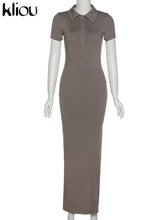 Load image into Gallery viewer, Elegant Collar Side Slit Dress
