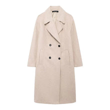Load image into Gallery viewer, Winter Coat For Women 2024 Solid Lapel Double Breasted Long Cardigan Top Female Pokcet Streetwear Woman New In OuterCoat
