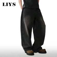 Load image into Gallery viewer, Four Season Men's Jeans Korean Version Student Casual Pants High Street Straight Loose Wide Leg Jeans Black Grey Blue Baggy Jean
